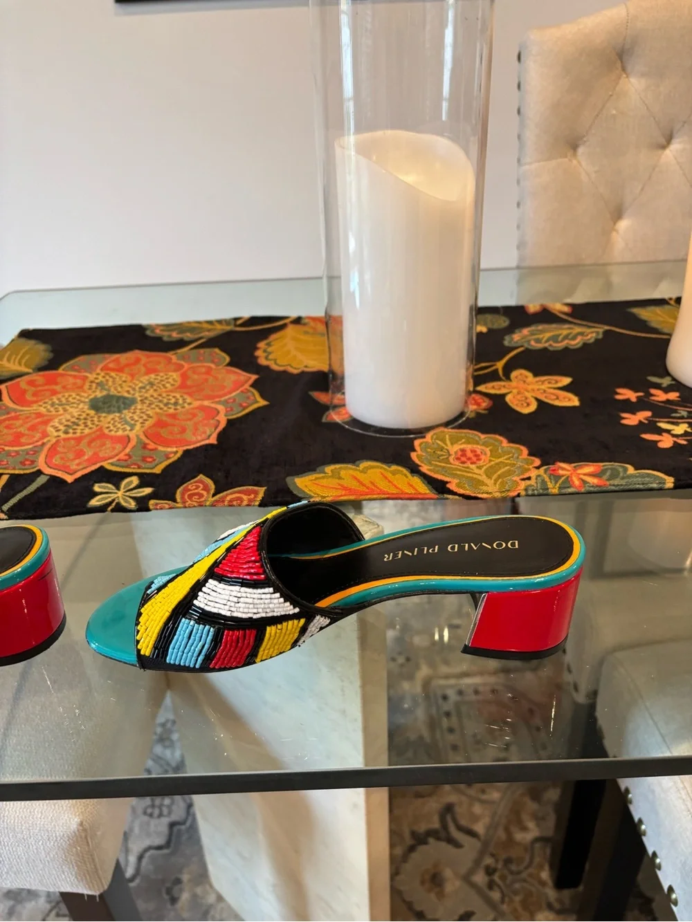 Donald Pliner Cuoio Multicolor Beaded Slide Mules